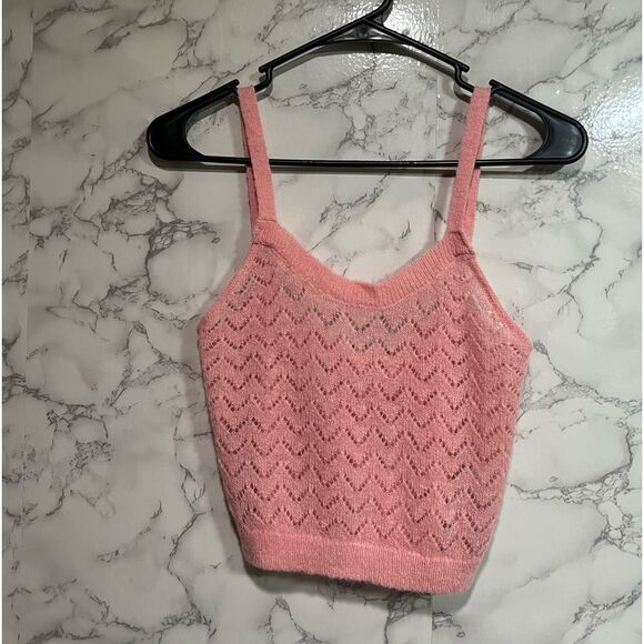 ZARA Pointelle Knit Top Size M - Picture 3 of 11